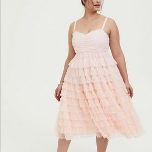 Torrid mesh tiered ruffle dress dress pinkpeach 18